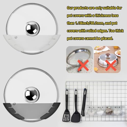 Universal Pot Lid Organizer for Cabinet, 5 Pcs Pan Lids Organizers Inside Cabinet Door Wall Mount Pots Top Storage Rack Holder for Kitchen, Fits 6" to 13.5" (5pcs white) - color: 5pcs white
