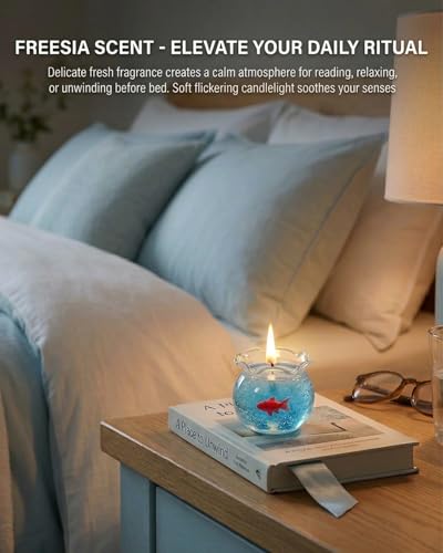 Mini Bubble Fish Tank Candle, 2026 Upgraded Aesthetic Floating Freesia Scent Decorative Candle, Desktop Office Ornament, Scented Ocean Theme, Creative Art Piece, Party Favors (2PCS)