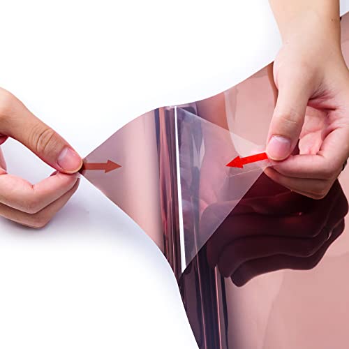 Niviy One Way Window Film Privacy Mirror Effect Self-Adhesive Window Tint UV Heat Control Glass Door Film for Home and Office, Tea-Silver 17.5 x 78.7 inches - color: Tea-silver, size: 17.7" X 78.7"