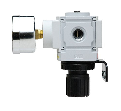 PneumaticPlus PPR2-N02BG-4 Miniature Air Pressure Regulator 1/4" NPT - Gauge, Bracket, Low Pressure (3-60 PSI) - size: 1/4" NPT (3-60 PSI)