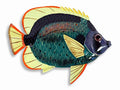 Handpainted Tropical Fish Replica Wall Mount Decor Plaque Green 12"