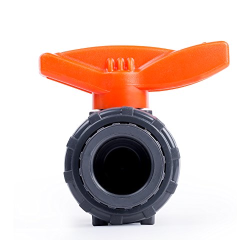 HYDROSEAL Kaplan 1/2" PVC True Union Ball Valve with Full Port, ASTM F1970, EPDM O-Rings and Reversible PTFE Seats, Rated at 200 PSI @73F, Gray, 1/2 inch Socket (1/2") - size: 1/2 Inch