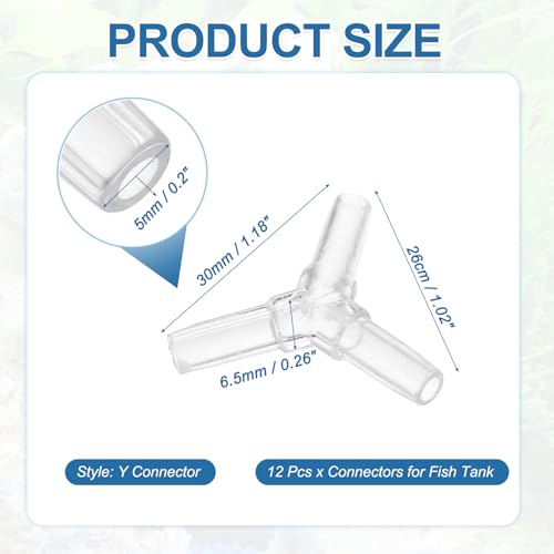 Aquarium Air Valve Connector, Aquarium Air Pump Accessories Y Connector Plastic Inline Tubing, (12 Pcs), Intended for Fish Tank Oxygenation System - style: Y Connector
