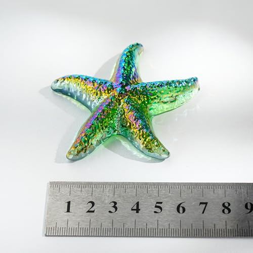 H&D HYALINE & DORA Glass Starfish Green Handmade Glass Sea Animal Figurine Mini Starfish Collectible Ornament for Beach Decor - color: Green