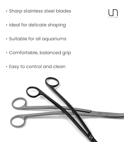 UNS Aquascaping Tools - Stainless Steel, Rust Resistant, Freshwater Planted Tank, Saltwater Reef Aquarium Maintenance Accessory - Trimming Stems & Carpets, Coral Cutting - Wave Scissors, Grey - color: Grey