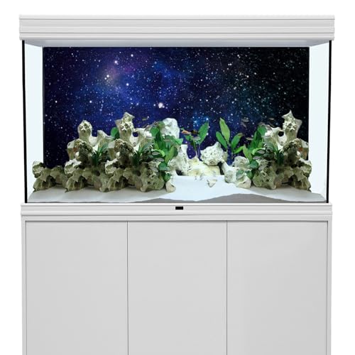 AWERT 24x12 inches Galaxy Aquarium Background Blue Starry Sky Universe Space Fish Tank Background Nebula Stars Terrarium Background - size: 24x12in/60x30cm
