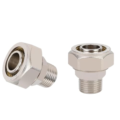 3/4''Straight Air Piping Fittings,Shop Compressed Air Line System fittings, Brass-Nickel Plated Rapid Air System Fittings 3/4"Tubing x 3/4" Male NPT Threads Adapter Fittings 2 pcs - size: 3/4