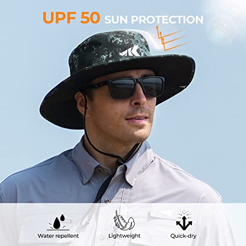 KastKing Sol Armis UPF 50 Boonie Hat - Sun Protection Hat, Fishing Hat, Beach & Hiking Hat, Paddling - color: Boulder Camo Obsidian, size: Laser-vented Design