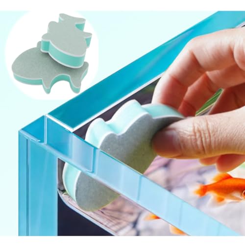 JianLing 10PCS Aquarium Glass Double Sided Cleaning Brush with Shark Design 70x40mm Home Use Magic Limescale Scrubber Algae Scraper For Cleaning Windows Mirrors Nail Buffing