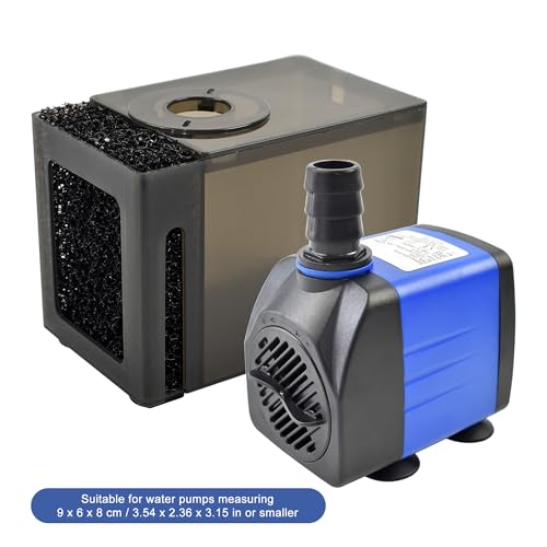 CONQUERALL Small Aquarium Pump Protective Box 11.5×7×8cm PreFilter Sponge Cover with Suction Cups for Fish Tank and Shrimp Tank - color: Acrylic Protective Box, size: 4.53×2.76×3.15 inch