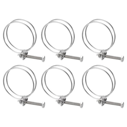 uxcell 6Pcs Double Wire Hose Clamp, 63-70mm Adjustable Stainless Steel Wire Hose Clips with M8 Bolt for Dust Collection Hose, Pump Hose Pipe - size: 63-70mm