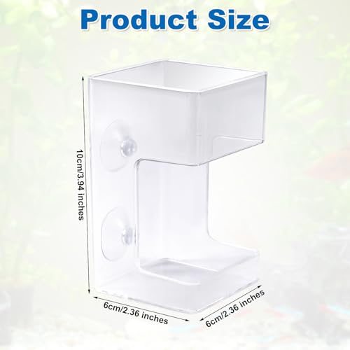 Fish Feeder for Aquarium, 3.94x2.36 Inch Fish Tank Dish Tray Floating & Sinking Food Container Holder Dispenser with Suction Cups for Turtle Shrimp Feeding (Square)