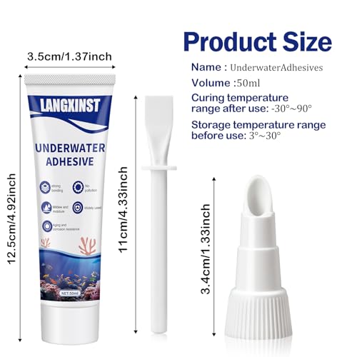 Aquarium Safe Silicone,Aquarium Silicone Transparent Underwater Sealant Waterproof, Strong Adhesion, Excellent Flexibility, Suitable for Underwater bonding in Aquariums (50ml) - size: 50ml