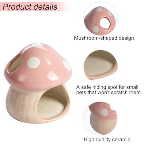 Cute Aquarium Mushroom House Betta Fish Tank Accessory Decor Mini Ceramic Fish Hideout Shrimp Cave Ornament (Pink) - color: Pink