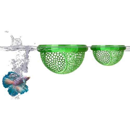 2Pcs Floating Betta Hammock Shrimp Shelter Betta Shrimp Feeder 3D Printed Fish Tank Accessories (S/L, Green) for Small Aquarium Safe Rest - color: Green