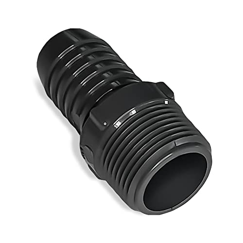 PVC Barbed Hose Connector - 1-1/4 Inch SCH 40 Barbed Insert x 1-1/4 Inch MNPT Male Pipe Thread Adapter Fitting - color: Black, size: 1-1/4 in hose connector