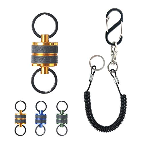 M MAXIMUMCATCH Maxcatch Magnetic Fly Fishing Net Release Holder Retractor with Carabiner Clip and Lanyard - color: Orange+Retractable Coil (1pc)