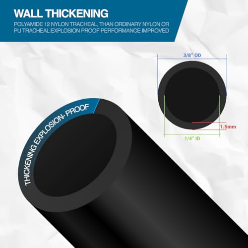 Utah Pneumatic 3/8 inch Nylon Black Air Line Tubing - 100 Feet, DOT Approved for Air Brake Systems - color: Black, size: 3/8 inch DOT - 100 Feet