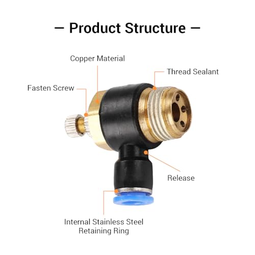 5Pcs Push to Connect Air Flow Control Valve, Blue 5/16in Tube OD x 1/2" Male Thread 90 Degree Elbow Speed Control Valve Pneumatic Connector Quick Fittings - size: Male Thread G1/2 x Blue (5pcs)