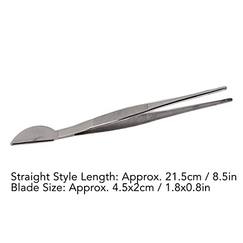 TOPINCN Bonsai Tweezers, Stainless Steel Long Plant Tweezers with Moon Spatula Head, Home Garden Potted Loosening Soil Plan Grass (Straight)