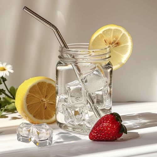 HappyFiller 22 PCS Large Crystal Square Fake Ice Cubes Acrylic Ice Rocks for Table Scatters,Vase Fillers,Party Decor,Graduations,Weddings,Anniversaries,Food Display,Floral,1 Inch - color: Transparent