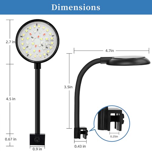 DaToo Mini Clip On Aquarium Light 7W Dimmable Small Fish Tank Light USB Moving Lamp with White Red Blue Green LED for 1 to 3 Gallon Tanks (Pack of 2) - size: Clip Light With Dimmer (Pack of 2)