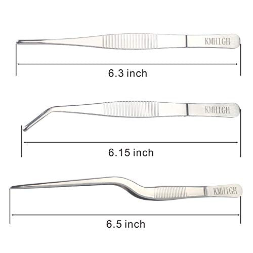 Stainless Steel Tweezers Set, For Small Gardening and Kitchen, Multi-Purpose Tools. (3Pcs, 6.15Inches / 6.3Inches / 6.5Inches)