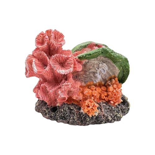 Aquarium Decor Resin Coral Fish Tank Decorations, Small Aquarium Hideout Ornament for Betta Shrimp Goldfish, Fish Tank Accessories Decorations Artificial Reef - color: Coralshell