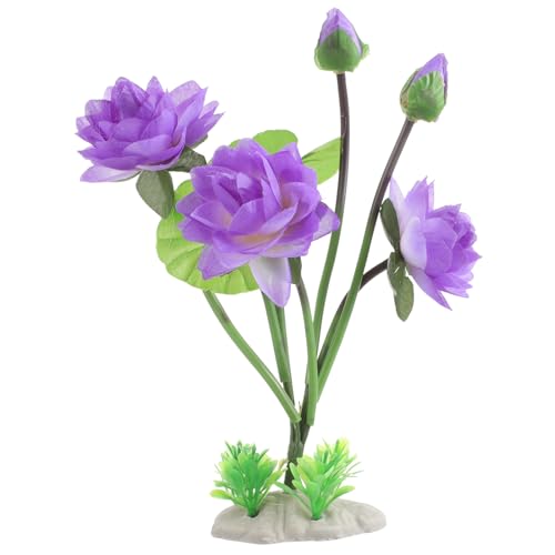 Simulated Lotus Aquarium .87 Inch Plastic Fish Tank Decoration for Freshwater Tanks and Desktop Aquariums Durable and Safe
