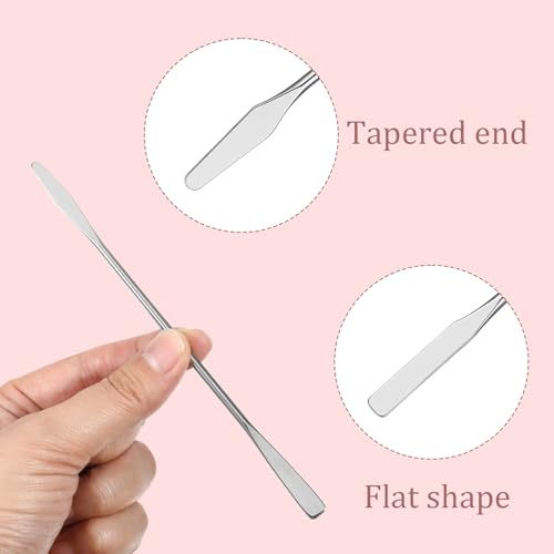 TIESOME 5 Pcs Lab Spatula, Small Stainless Steel Micro Spatula, Double Ended Mini Metal Spatulas with Square and Round Ends, Portable Makeup Mixing Tool for Cosmetics, Wax, Resin, Clay (Silver)