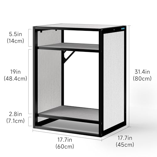 LANDEN Washed Oak Wood Metal Frame Stand, Three-Shelf for Fish Tanks up to 30 Gal, CLX60-60X45X80cm (23.6x17.7x31.49 in), for Fish Tanks and Reptile Terrariums, Home & Office Use - color: Washed Oak Wood, size: W23.6 x D17.7 x H31.5 in(60X45X80cm)