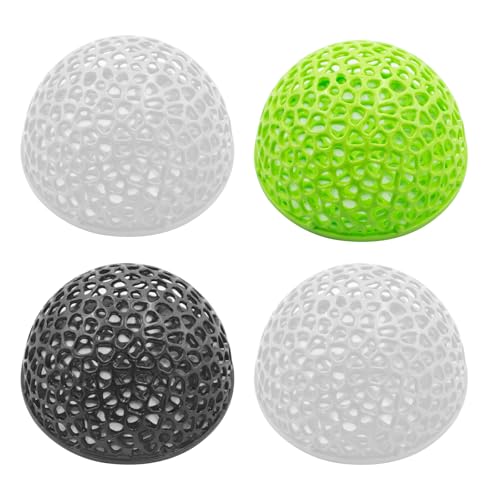 4 PCS Shrimp Dome Hide, Fish Tank Porous Cave Shelter Hideout Ornament for Aquarium Small Fish Shrimp Habitat Rest (Black, White, Green)