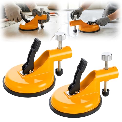 2026 New Adjustable Height Setter Professional Countertop Leveling Tool, Floor Gap Fixer Tool Powerful Tile Leveling Tools with Vacuum Lifting Clamps Rubber for Granite, Marble (Yellow*2) - color: Yellow*2