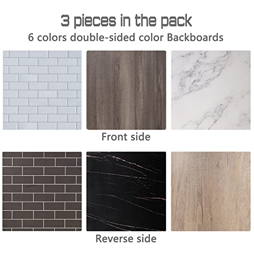 Large 24x24in Photo Backdrop Board: 3PCS 6Patterns Product Photography Backdrops for Food Jewelry, Background Table Top Small Shooting Kit (XL Size 24x24in) - color: Black White Brown
