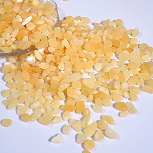 gemshan 2lb Yellow Jade Chips Natural Crushed Crystal Chip Bulk 7mm-9mm Tumble Healing Crystal Stone for Aquarium Vase Plant Decoration Jewelry DIY - color: Yellow Jade