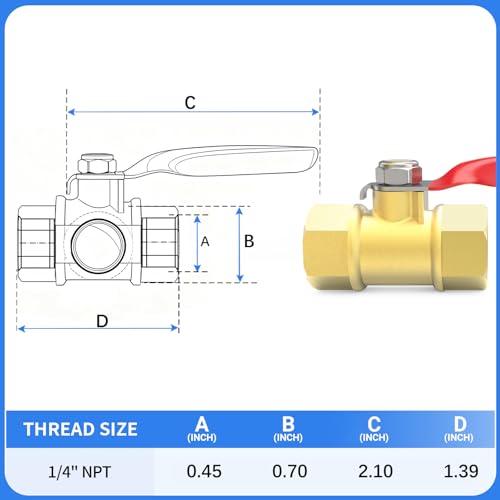 ChillWaves Brass Ball Valve, Air Compressor Ball Valve Shut Off Switch 1/4" NPT Female x 1/4" NPT Female Thread Pipe Fitting(8-PACK) - size: 1/4" FNPT x 1/4" FNPT, style: PACK OF 8