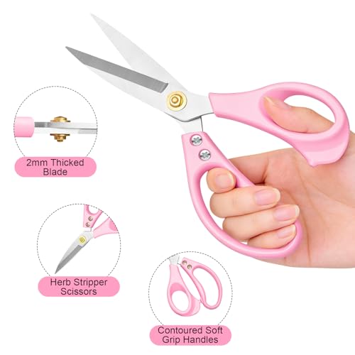 All Purpose Kitchen Scissors, Kitchen Shears Heavy Duty - Dishwasher Safe Food Scissors- Multipurpose Cooking Shears for Meat Poultry Food, Herbs, and Fish, Comfort Grip Handles, Pink - color: Pink