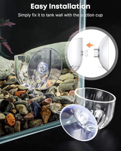 Pawfly 2 Pcs Aquarium Plant Holder, Fish Tank Plant Pot for Aquascape Decoration, Red Worm Fish Feeder, Aquarium Planter Cup with Suction Cup, Clear. - size: 2 Pack