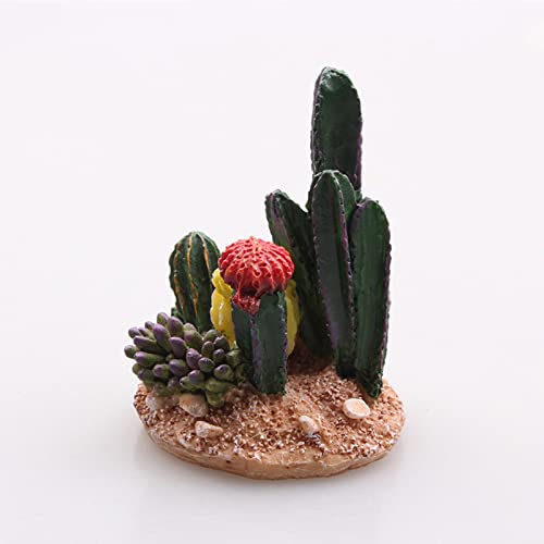 Succulents Cactus Plant Fish Tank Decorations Desert Oasis Decor Sculpture Collection Reptile Turtle Lizard Spider Tanks Terrarium Figurine Statue Décor Ornament Pet - color: Cactus