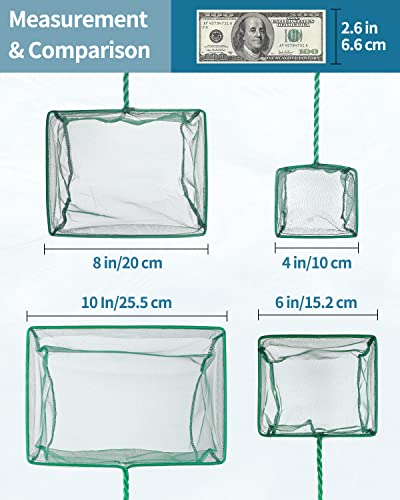 Pawfly Aquarium Fish Net with Braided Metal Handle Square Net with Soft Fine Mesh Sludge Food Residue Wastes Skimming Cleaning Net for Fish Tanks Small Koi Ponds and Pools - style: 4 Inch