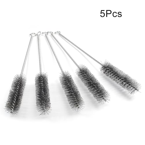 Utoolmart Wire Tube Brushes, Stainless Steel Bottle Bristle Cleaning Spiral Power Pipe Brush, 1.0-inch Diameter 12-inch Long-Handle Cleaner for Auto Parts, Bottles, Tubes, Keyboards,Glass 5pcs - color: 5pcs, size: 2.5cm