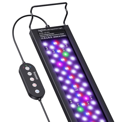 SEAOURA Aquarium LED Light for 12-18in Freshwater Tank, Full Spectrum Aquarium Light for Plant Growth, 6H/8H/12H Timer, WRB 3 Channel Customizable, 10 Brightness & 11 Colors, Adjustable Bracket - size: For 12'' - 18'' Tank