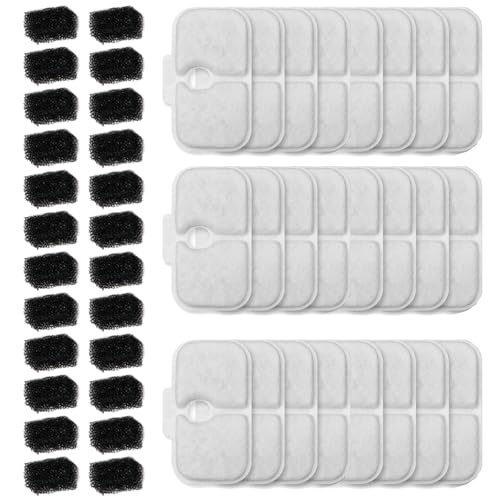 24 Packs Cat Water Fountain Filter Replacement Compatible with Dockstream Cat Water Fountain PLWF005/PLWF115/PLWF105/PLW106/PLWF116/PLWF305,Replacement Filter with Pre-Filter Sponge