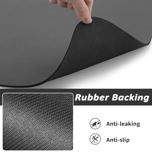 HotLive Dog Food Mat - Absorbent Cat Mat for Food and Water, No Stains Pet Feeding Bowl Mat, Easy to Clean Pet Placemats, Quick Dry Dog Water Dispenser Mat for Messy Drinkers | Dark Grey 12"x 19" - color: Dark Grey, size: 12"x19"