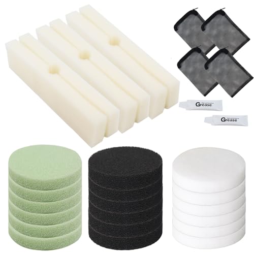 30pcs FX4 Canister Filter Media Replacement Kit Compatible with Fluval Fx4 Fx5 Fx6 Include Carbon Foam Filter Pads, Foam Block,Aquarium Maintenance Quick Clear/Water Polishing Pads - color: white green black