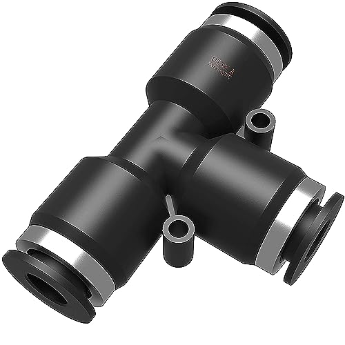 3/8 Push To Connect Fittings Tee Air Line Fittings Quick Connect Air Hose Pneumatic Fittings (pack Of 10) - color: Black-Tee, size: 3/8" OD 10 PCS