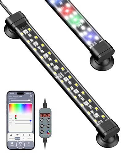Pawfly Aquarium Light with Bluetooth for Plants, 5W 8 inch Full Spectrum Fish Tank Light for 8-15 inch Fish Tanks, Submersible LED Lights with App Control, Timer Modes & Adjustable Brightness - color: Pro, size: 8 Inch for 8 to 15 Inch Tank