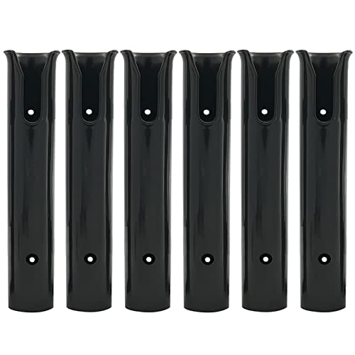 ISURE MARINE Fishing Rod Holder Bracket Wall Mounted Boat Side Mount Tool Holder Tube Links with Screws 2/3/4/6 Pole Tube (White/Black) - color: 6-Pole Black