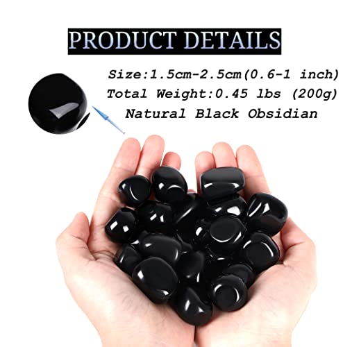 DUQGUHO Black Obsidian Natural Healing Crystals Set - Polished Tumbled Crystal Stones Bulk Irregular Pebble Stones Rocks 0.45 lbs - color: 07 Black Obsidian