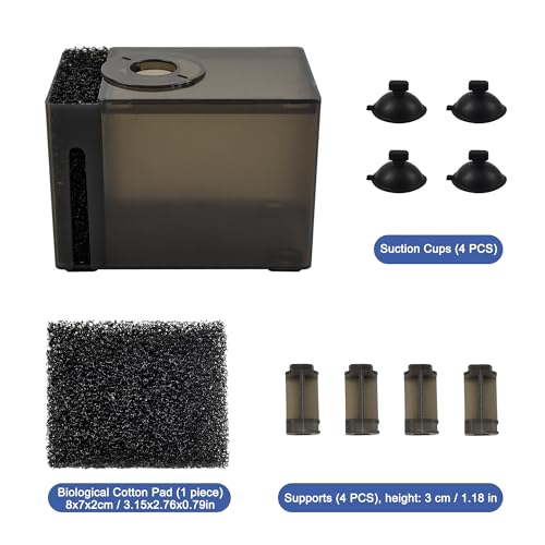 CONQUERALL Small Aquarium Pump Protective Box 11.5×7×8cm PreFilter Sponge Cover with Suction Cups for Fish Tank and Shrimp Tank - color: Acrylic Protective Box, size: 4.53×2.76×3.15 inch
